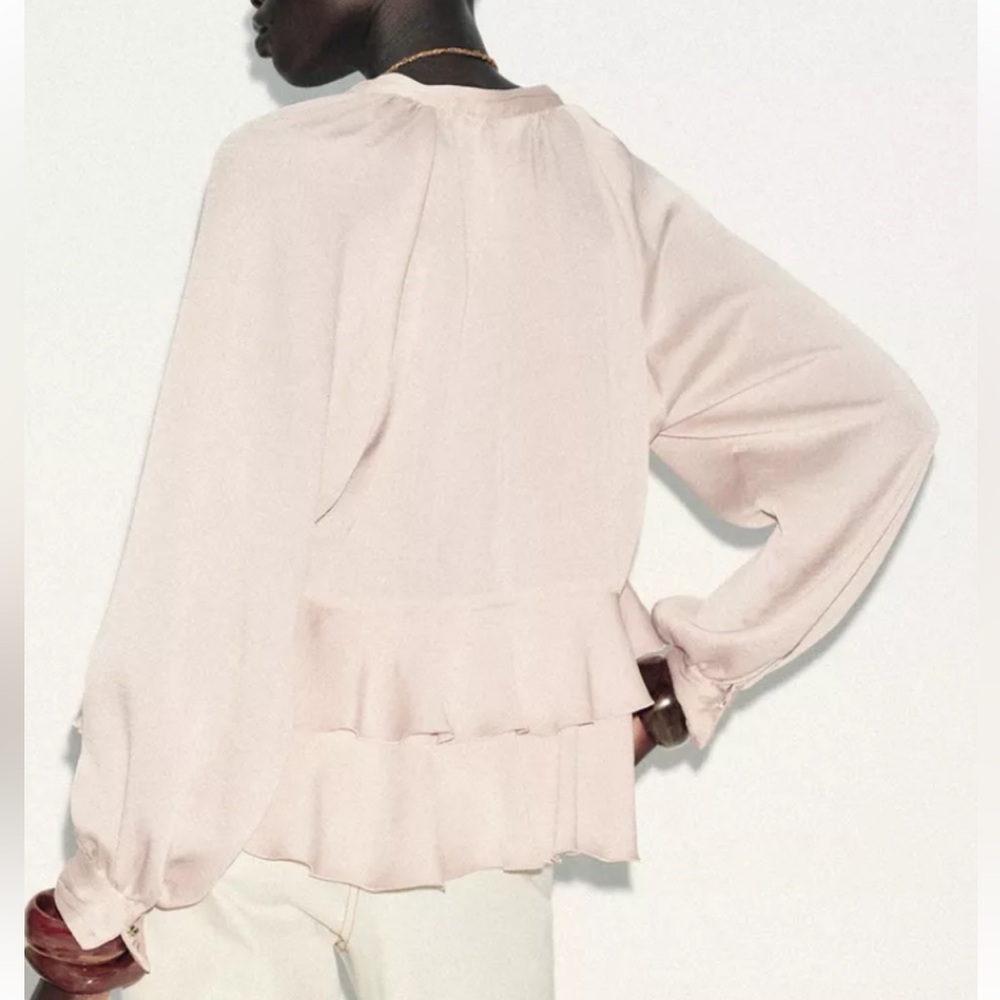 Zara Soft Pink Ruffled Blouse - Picture 5 of 10